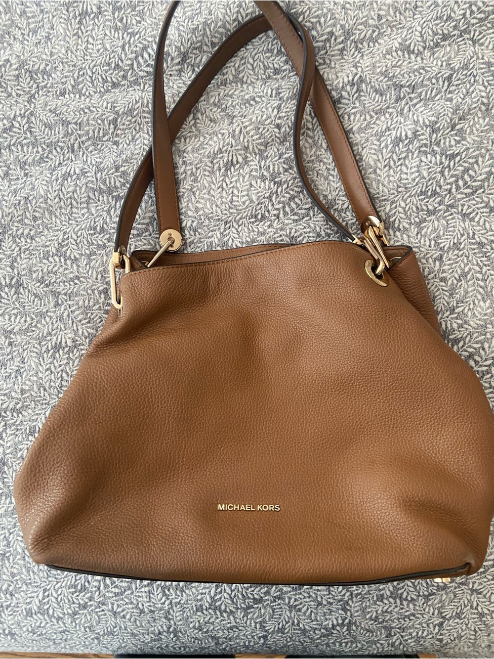 Michael Kors Tan Pebbled Leather Shoulder Bag with Gold Hardware